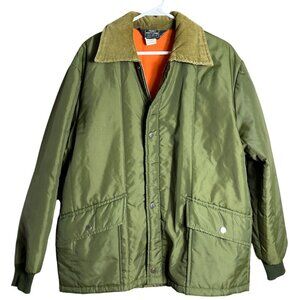 Vtg Sears Work'n Leisure Work Chore Barn Coat Green Nylon Japan Mens L 42-44
